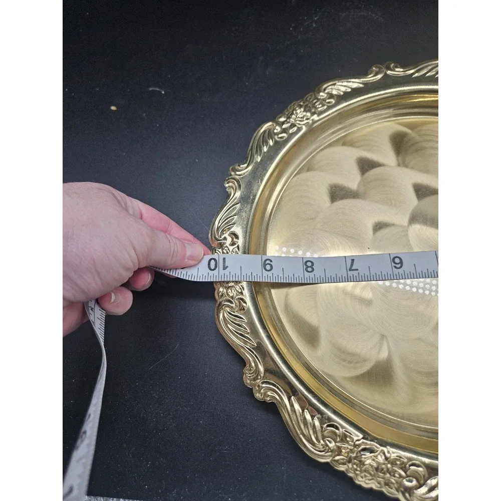 Vintage Modern Brass Solid Brass Hand Polished Round Tray Tarnish Resistant